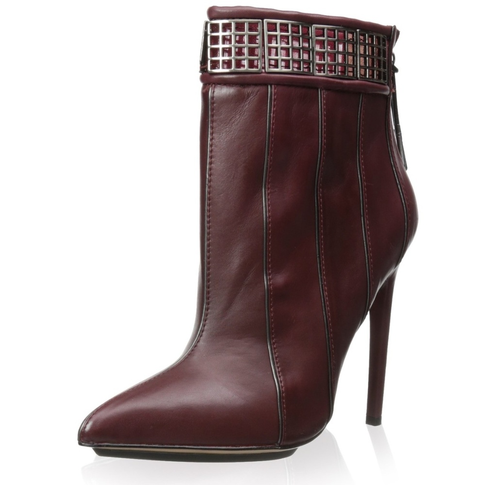 L.A.M.B. Troy Leather Burgundy Ankle Boots 8.5